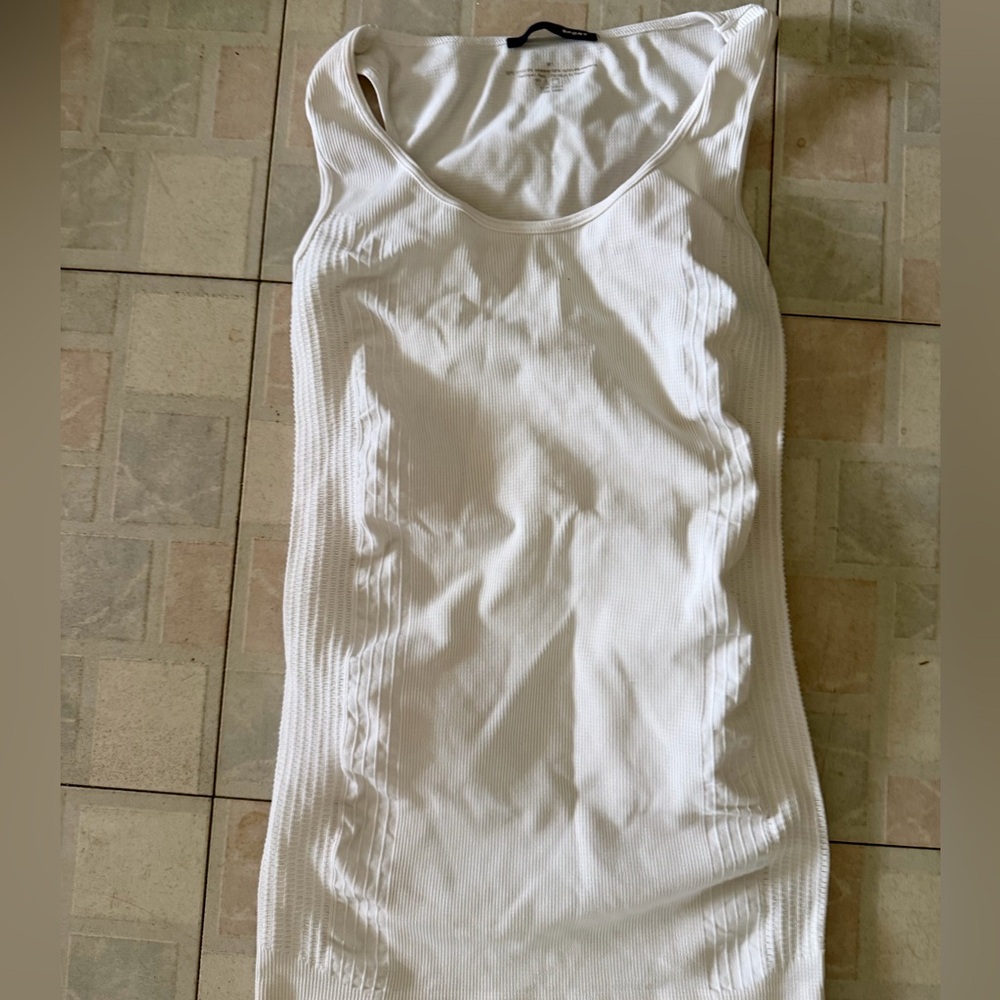 Elie Tahari Sport White Ribbed Scoop Neck Tank - Womens Size M/L
